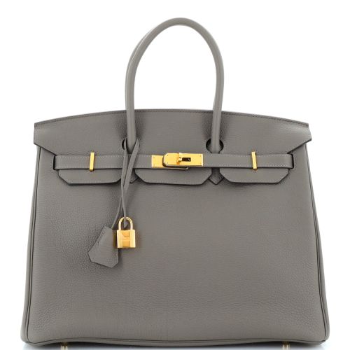 Birkin Handbag Grey Togo with Gold Hardware 35