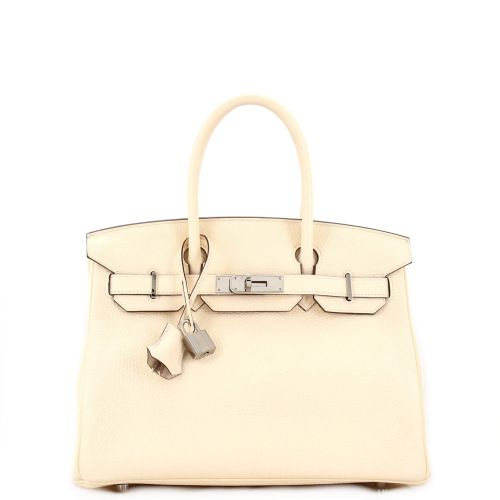 Birkin Handbag Light Clemence with Palladium Hardware 30