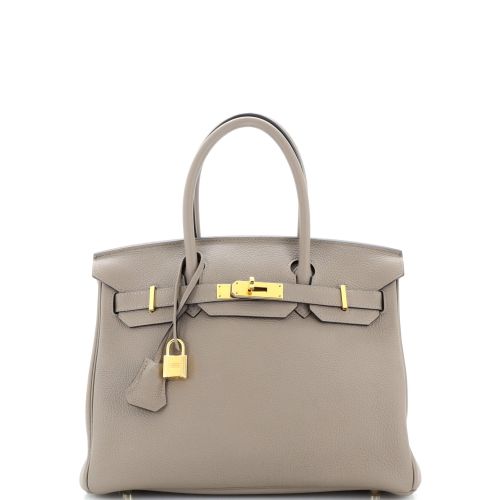 Birkin Handbag Grey Togo with Gold Hardware 30