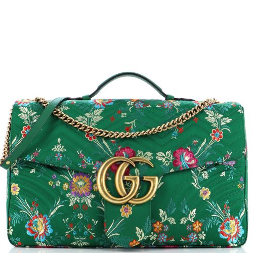 GG Marmont Top Handle Flap Bag Matelasse Floral Jacquard Maxi