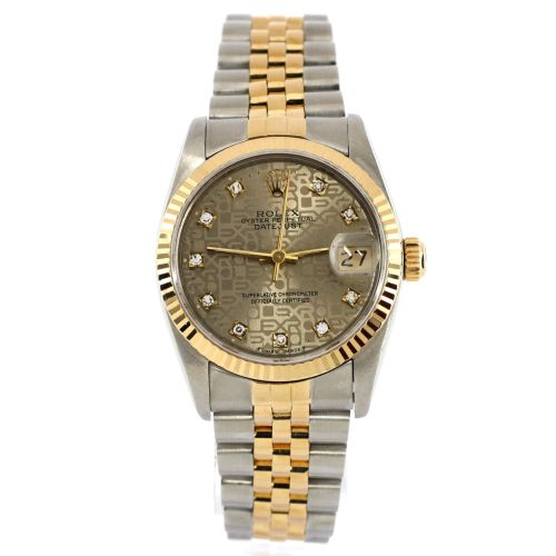 Oyster Perpetual Datejust Automatic Watch Stainless Steel and Yellow Gold with Diamond Markers 31