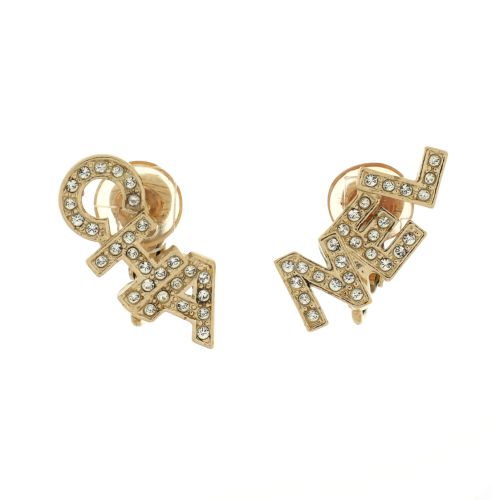 CHA-NEL Stud Earrings Metal with Crystals