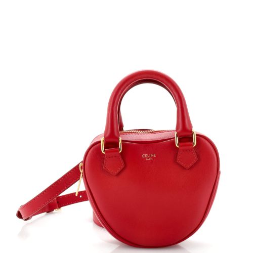 Heart Top Handle Crossbody Bag Leather Micro