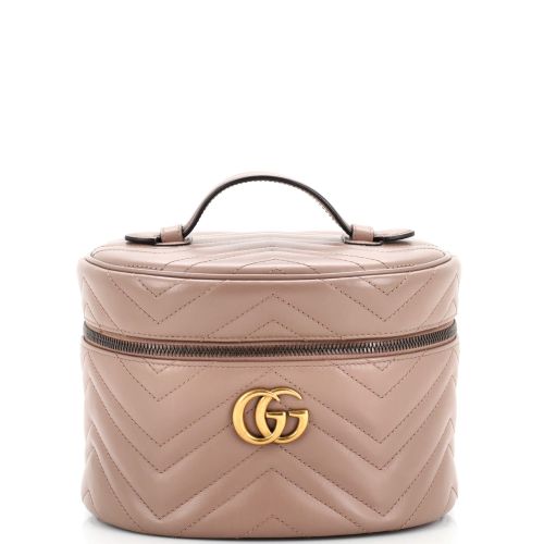 GG Marmont Top Handle Cosmetic Case Matelasse Leather Small