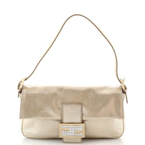 Baguette Bag Metallic Leather with Crystal Detail