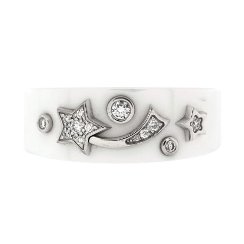 Cosmique de Chanel Ring Ceramic with 18K White Gold and Diamonds Small