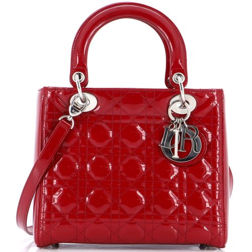 Lady Dior Bag Cannage Quilt Patent Medium