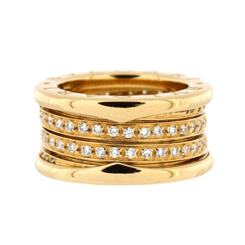 B.Zero1 Four Band Ring 18K Yellow Gold and Pave Diamonds