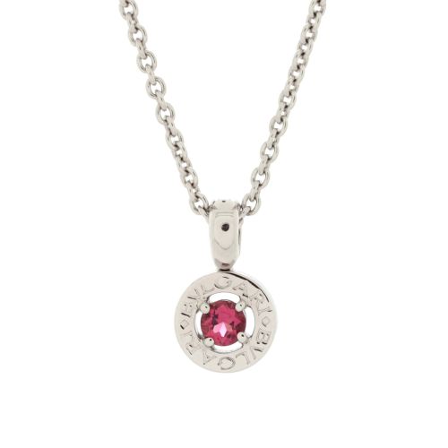 Bvlgari Bvlgari Pendant Necklace 18K White Gold with Pink Tourmaline