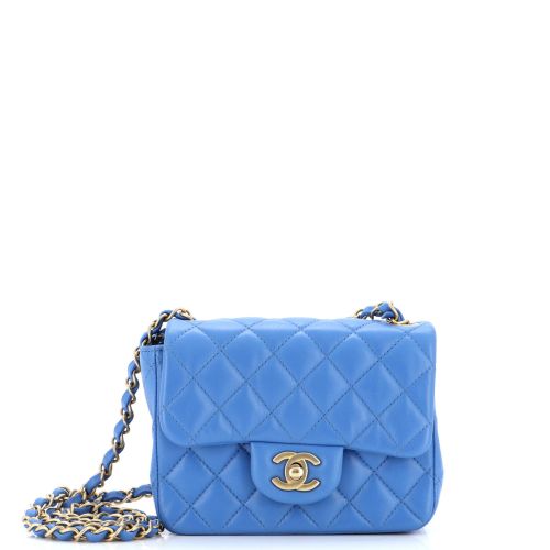 Square Classic Single Flap Bag Quilted Lambskin Mini