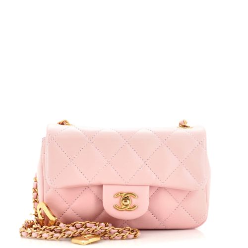 Heart Charms Flap Bag Quilted Lambskin Mini