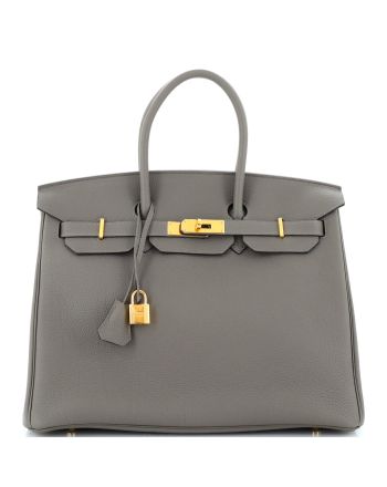 Birkin Handbag Grey Togo with Gold Hardware 35