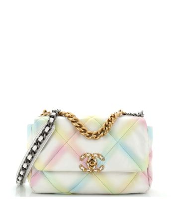 19 Flap Bag Quilted Multicolor Leather Medium