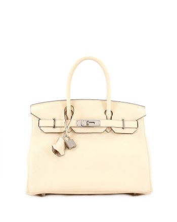 Birkin Handbag Light Clemence with Palladium Hardware 30