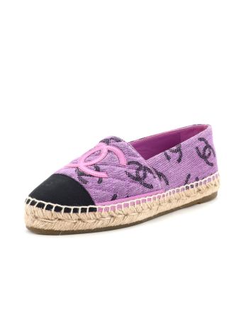 Women's CC Cap Toe Espadrilles Quilted Printed Denim