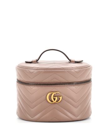 GG Marmont Top Handle Cosmetic Case Matelasse Leather Small