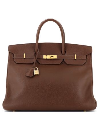 Birkin Handbag Marron Fonc?? Ardennes with Gold Hardware 40