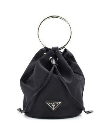 Drawstring Wristlet Bucket Bag Tessuto Small