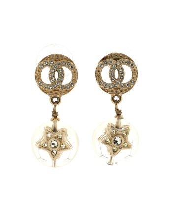 CC Drop Earrings Crystal Embellished Metal and Beads