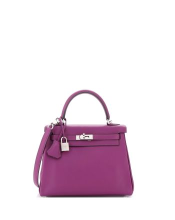 Kelly Handbag Anemone Swift with Palladium Hardware 25