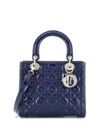 Lady Dior Bag Cannage Quilt Patent Medium