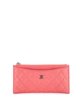 Classic Zip Pouch Quilted Caviar Long