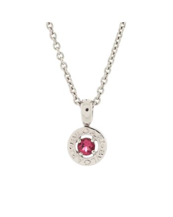 Bvlgari Bvlgari Pendant Necklace 18K White Gold with Pink Tourmaline