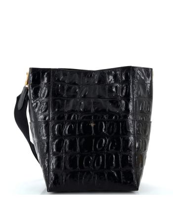 Sangle Seau Bag Crocodile Embossed Leather Large