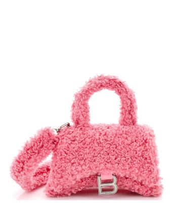 Fluffy Hourglass Top Handle Bag Faux Fur Small