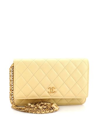 CC Plate Wallet on Chain Quilted Lambskin