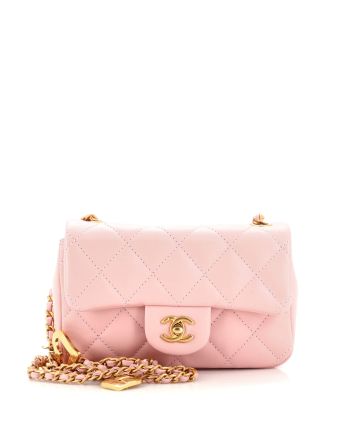 Heart Charms Flap Bag Quilted Lambskin Mini