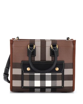 Freya Shopping Tote Check Canvas with Leather Mini